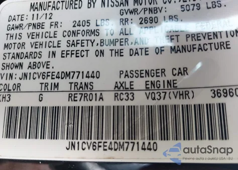 2013 Infiniti G37 from USA, damaged, VIN JN1CV6FE4DM771440